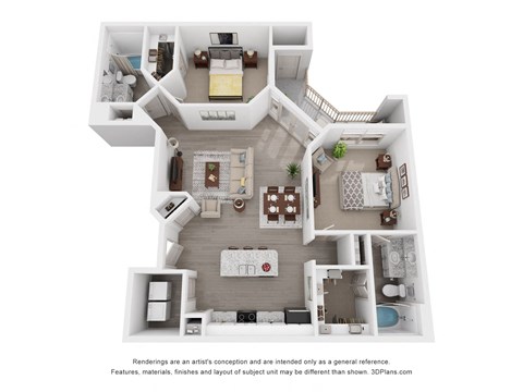 bedroom floor plan at the crossings at deerwood apartments